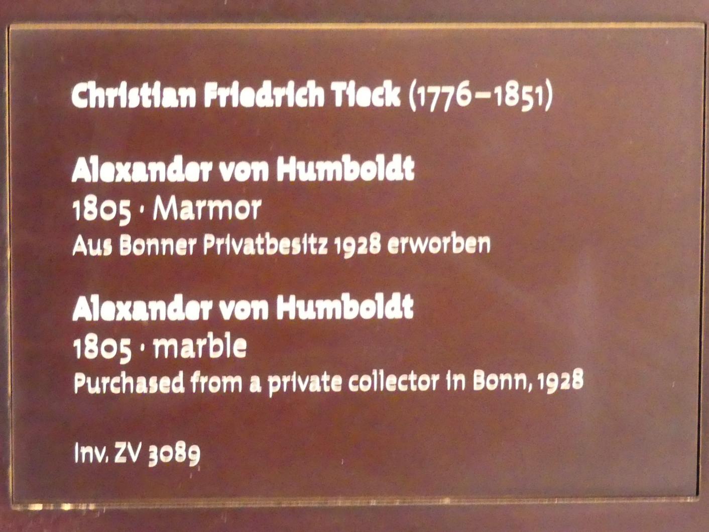 Christian Friedrich Tieck (1805–1822), Alexander von Humboldt, Dresden, Albertinum, Galerie Neue Meister, 1. Obergeschoss, Mosaiksaal, 1805, Bild 2/2