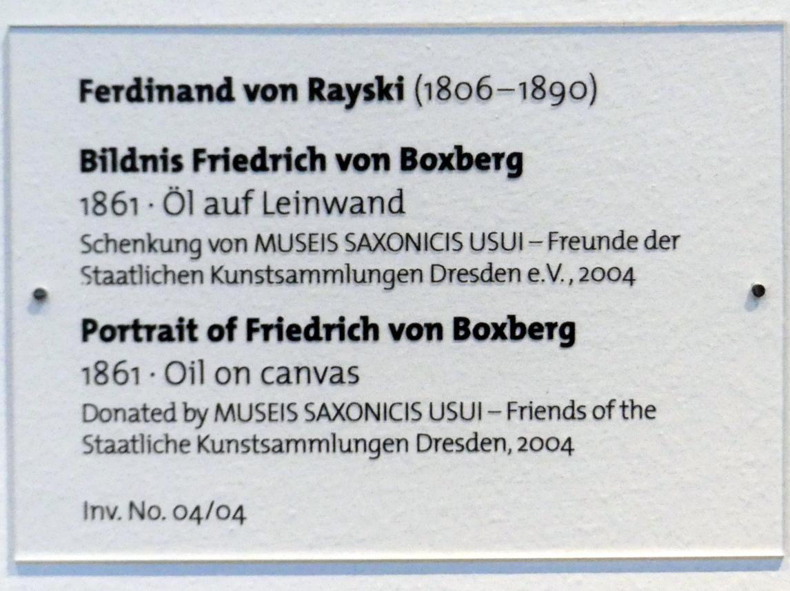 Ferdinand von Rayski (1837–1875), Bildnis Friedrich von Boxberg, Dresden, Albertinum, Galerie Neue Meister, 1. Obergeschoss, Mosaiksaal, 1861, Bild 2/2
