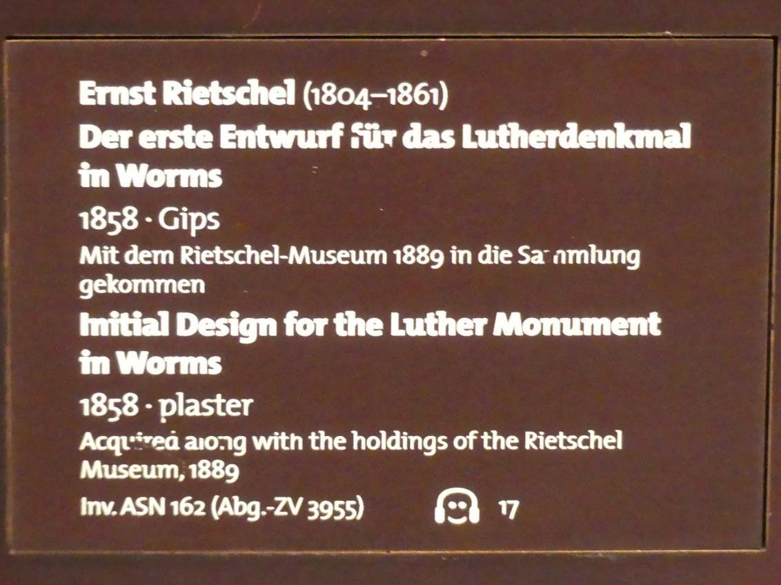 Ernst Rietschel (1829–1859), Der erste Entwurf für das Lutherdenkmal in Worms, Dresden, Albertinum, Galerie Neue Meister, 1. Obergeschoss, Mosaiksaal, 1858, Bild 3/3