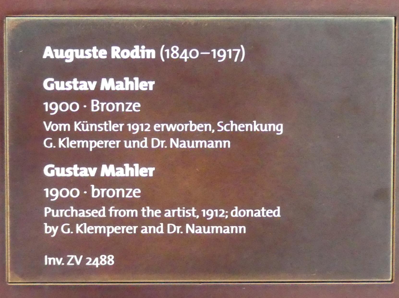 Auguste Rodin (1863–1917), Gustav Mahler, Dresden, Albertinum, Galerie Neue Meister, 1. Obergeschoss, Klingersaal, 1900, Bild 3/3