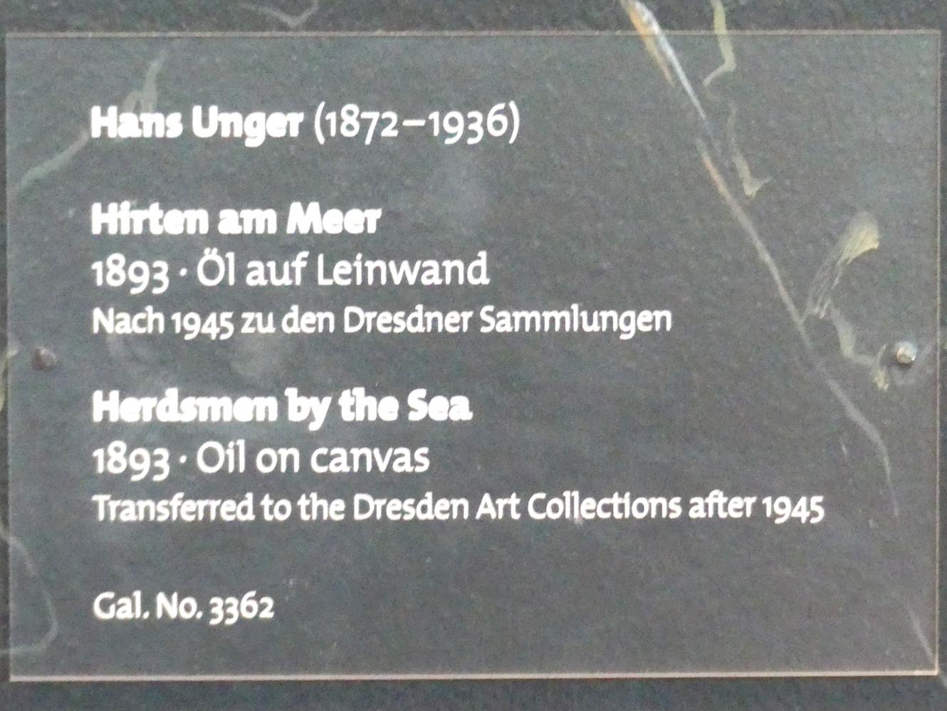 Hans Unger (1893–1897), Hirten am Meer, Dresden, Albertinum, Galerie Neue Meister, 1. Obergeschoss, Klingersaal, 1893, Bild 2/2