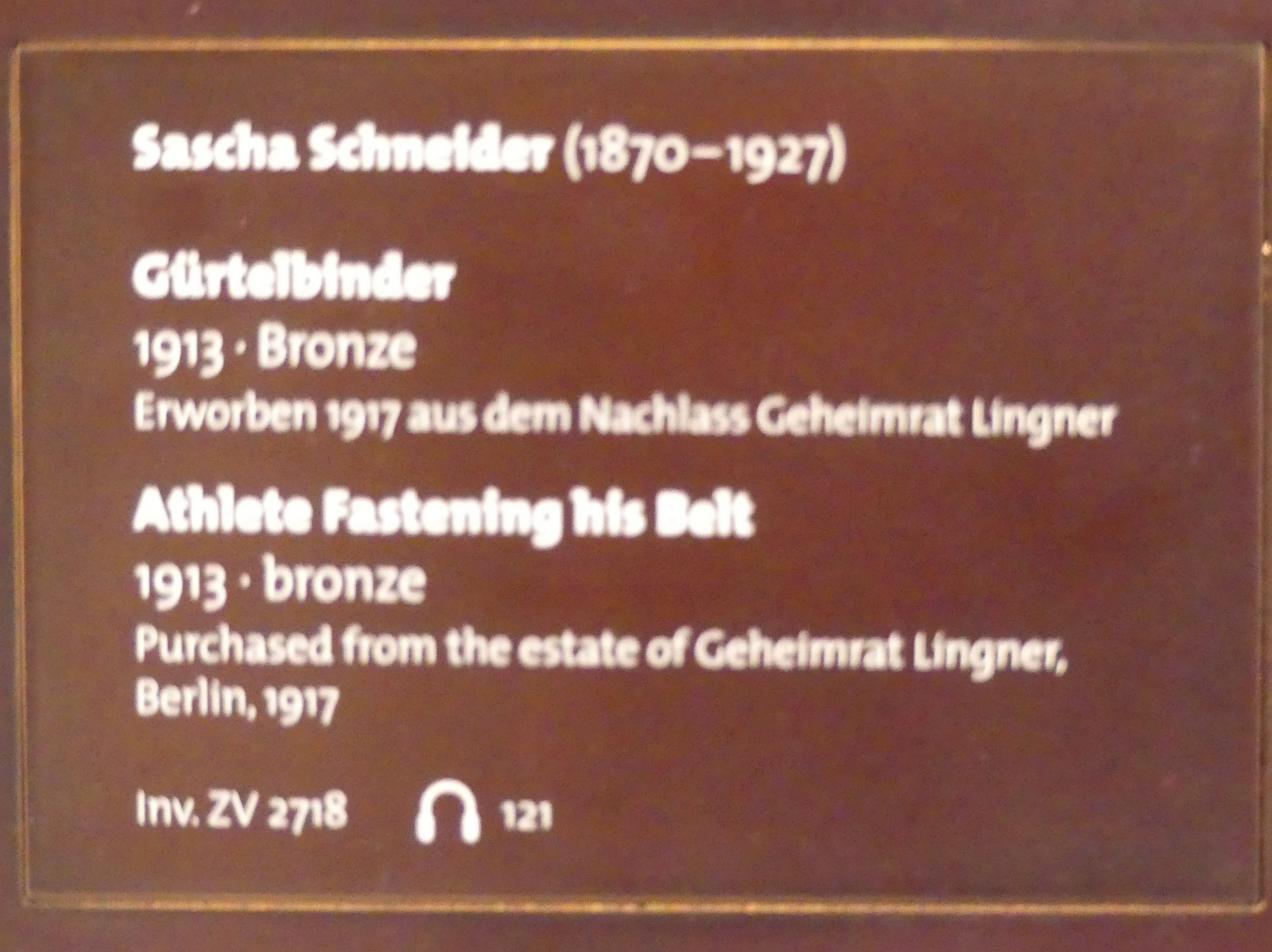 Sascha Schneider (1894–1913), Gürtelbinder, Dresden, Albertinum, Galerie Neue Meister, 1. Obergeschoss, Klingersaal, 1913, Bild 4/4