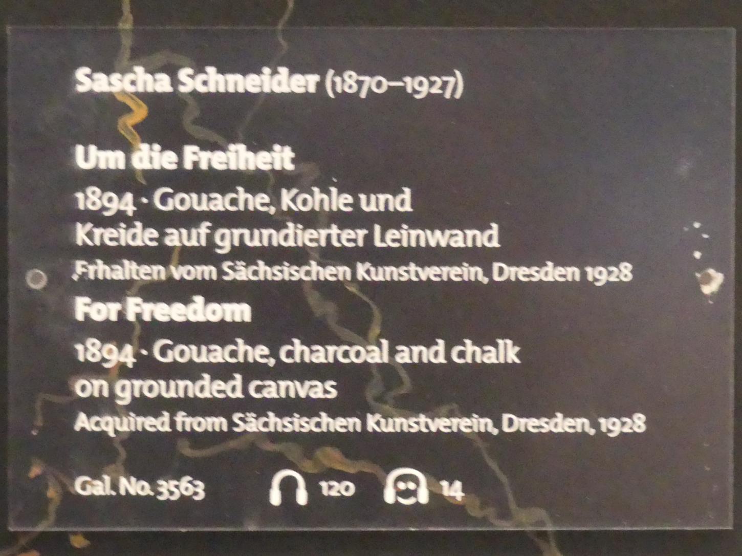 Sascha Schneider (1894–1913), Um die Freiheit, Dresden, Albertinum, Galerie Neue Meister, 1. Obergeschoss, Klingersaal, 1894, Bild 2/2