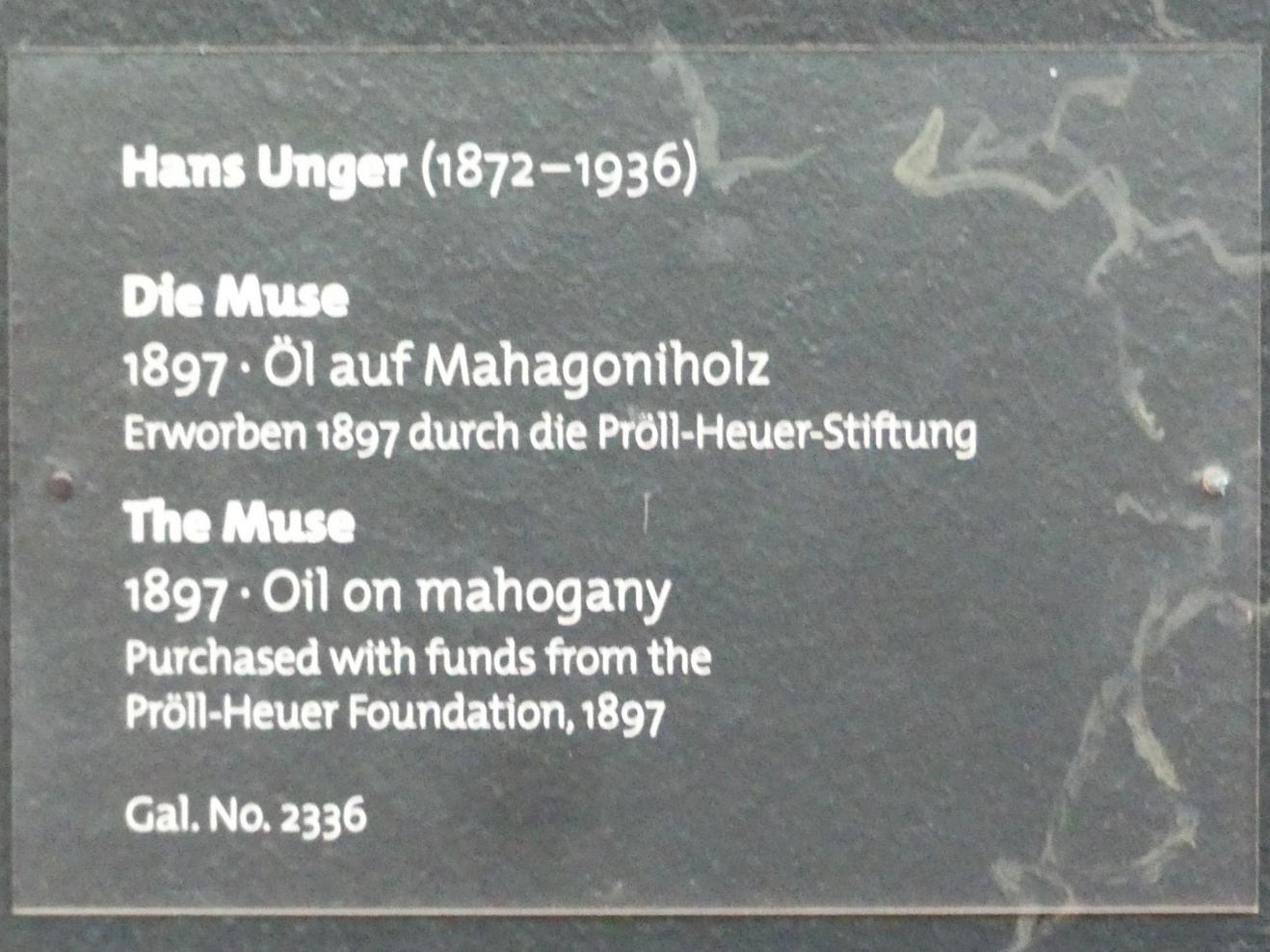 Hans Unger (1893–1897), Die Muse, Dresden, Albertinum, Galerie Neue Meister, 1. Obergeschoss, Klingersaal, 1897, Bild 3/3