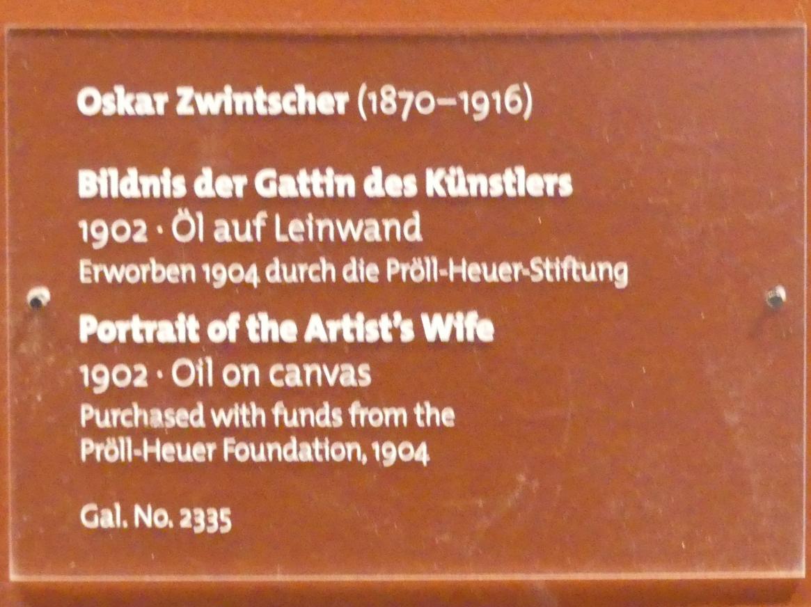 Oskar Zwintscher (1901–1907), Bildnis der Gattin des Künstlers, Dresden, Albertinum, Galerie Neue Meister, 1. Obergeschoss, Klingersaal, 1902, Bild 2/2