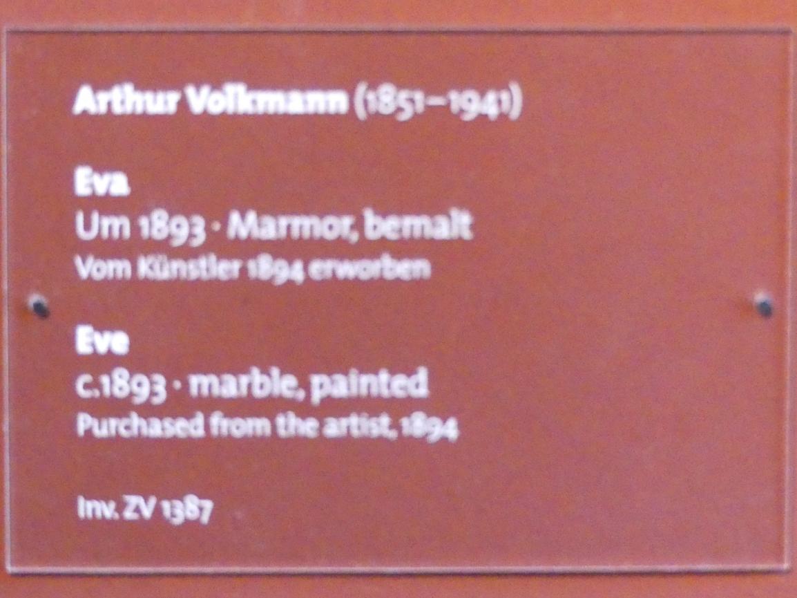 Artur Volkmann (1879–1896), Eva, Dresden, Albertinum, Galerie Neue Meister, 1. Obergeschoss, Klingersaal, um 1893, Bild 2/2