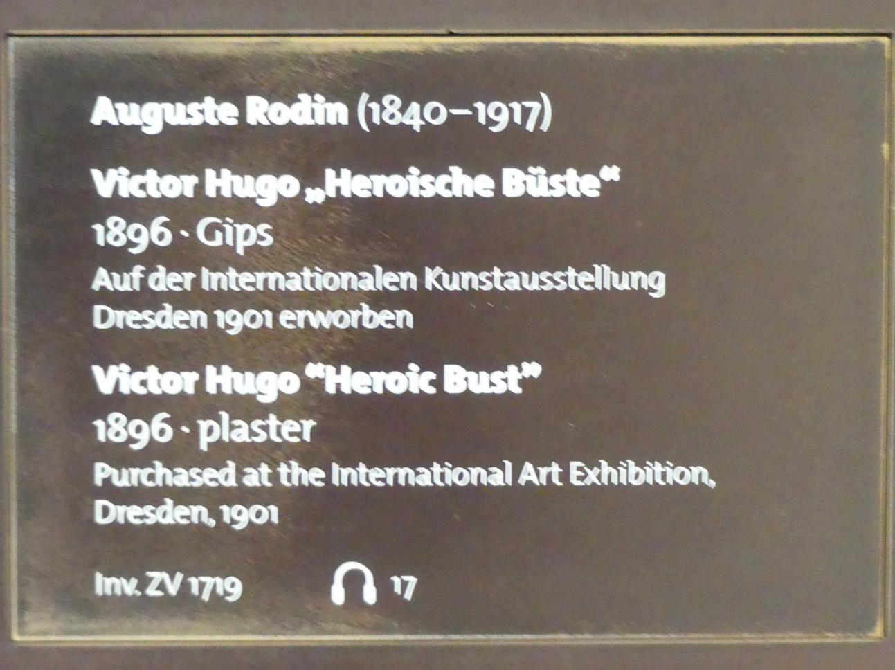 Auguste Rodin (1863–1917), Victor Hugo "Heroische Büste", Dresden, Albertinum, Galerie Neue Meister, Erdgeschoss, Skulpturenhalle, 1896, Bild 4/4