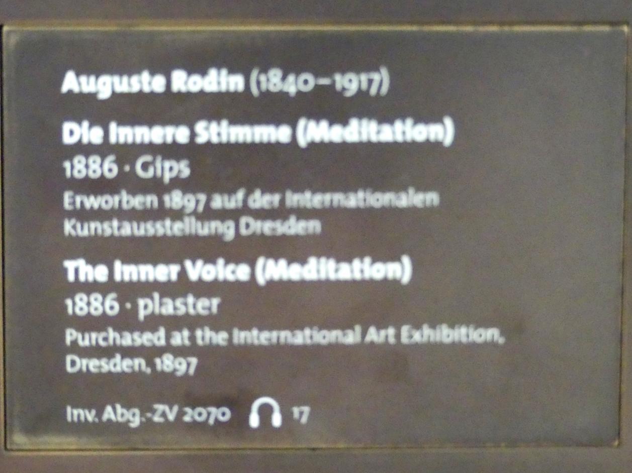 Auguste Rodin (1863–1917), Die Innere Stimme (Meditation), Dresden, Albertinum, Galerie Neue Meister, Erdgeschoss, Skulpturenhalle, 1886, Bild 4/4