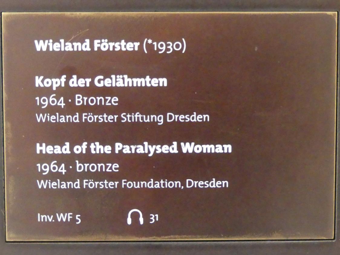 Wieland Förster (1964–1989), Kopf der Gelähmten, Dresden, Albertinum, Galerie Neue Meister, Erdgeschoss, Skulpturenhalle, 1964, Bild 2/2