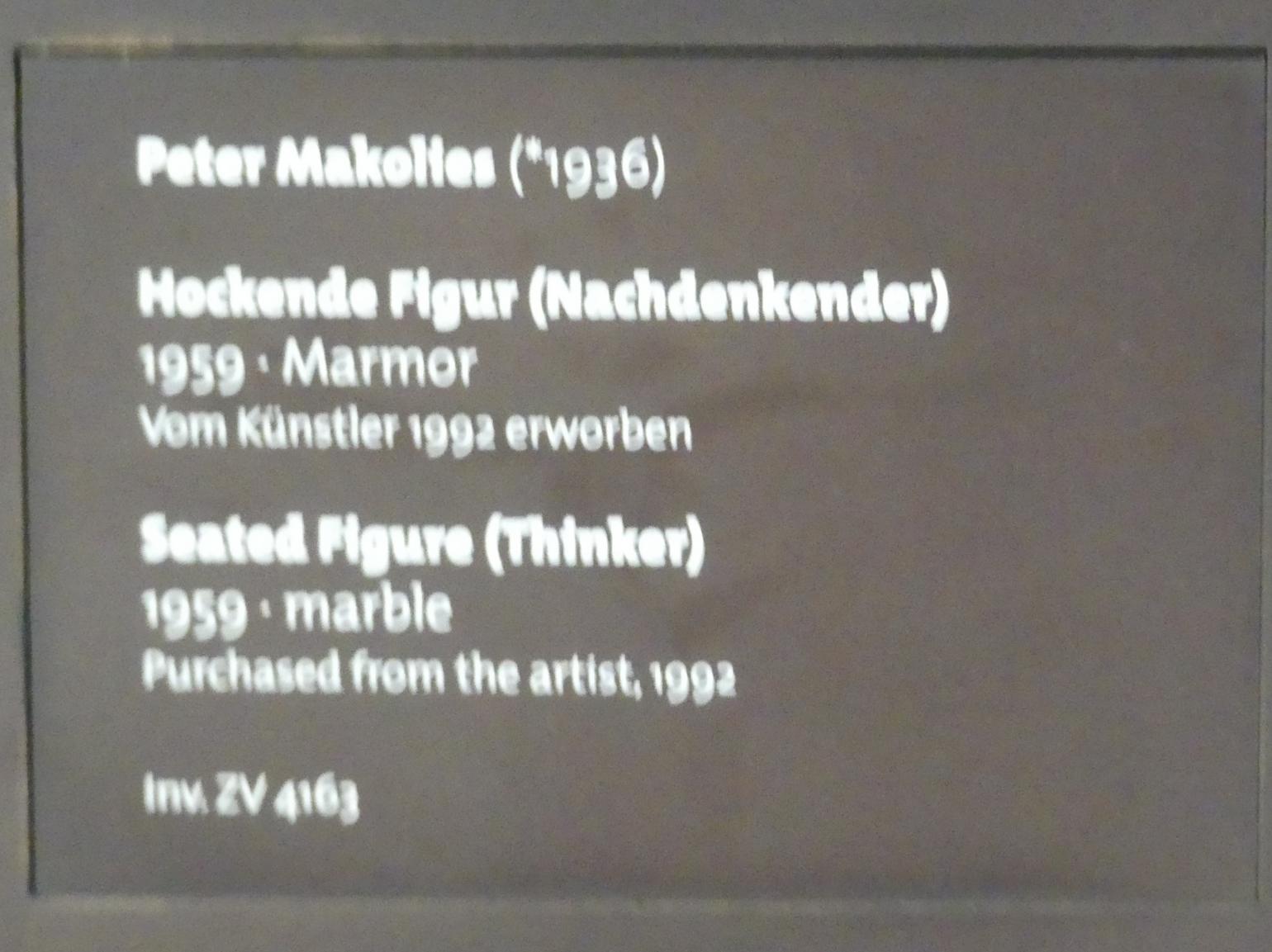 Peter Makolies (1959–1983), Hockende Figur (Nachdenkender), Dresden, Albertinum, Galerie Neue Meister, Erdgeschoss, Skulpturenhalle, 1959, Bild 4/4