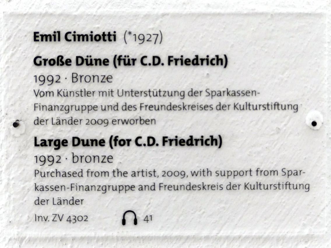 Emil Cimiotti (1961–1992), Große Düne (für C.D. Friedrich), Dresden, Albertinum, Galerie Neue Meister, Erdgeschoss, Skulpturenhalle, 1992, Bild 4/4