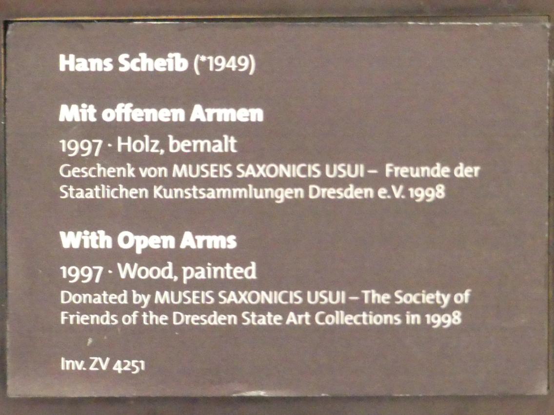 Hans Scheib (1997), Mit offenen Armen, Dresden, Albertinum, Galerie Neue Meister, Erdgeschoss, Skulpturenhalle, 1997, Bild 7/7