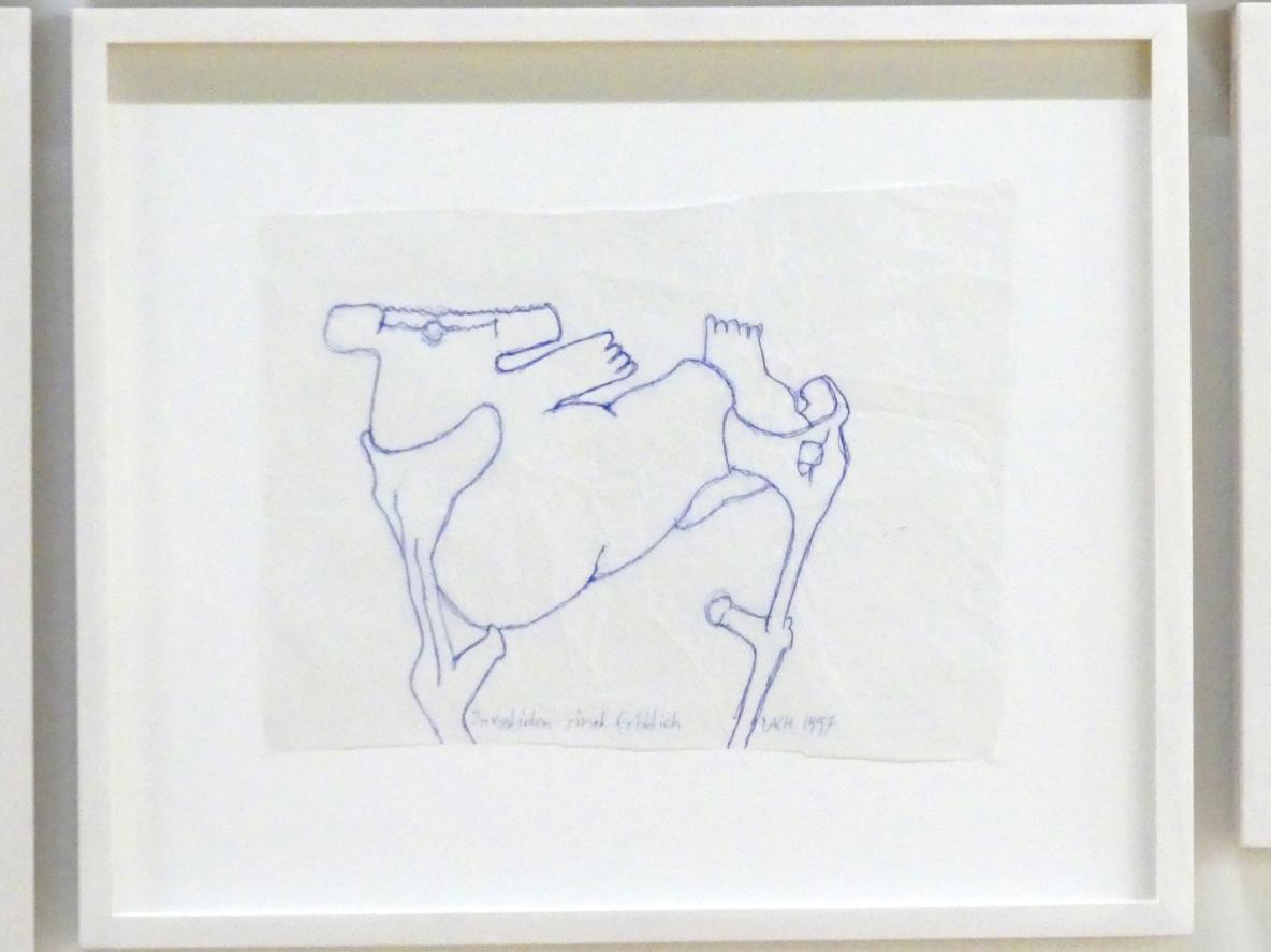 Maria Lassnig (1945–2011), Invaliden sind fröhlich, München, Lenbachhaus, Kunstbau, Ausstellung "BODY CHECK" vom 21.05.-15.09.2019, nach 1997