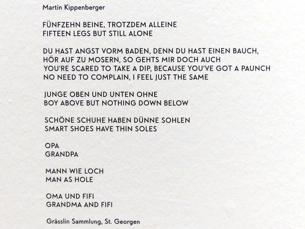 Martin Kippenberger (1984–1996), Oma und Fifi, München, Lenbachhaus, Kunstbau, Ausstellung "BODY CHECK" vom 21.05.-15.09.2019, Undatiert, Bild 3/3