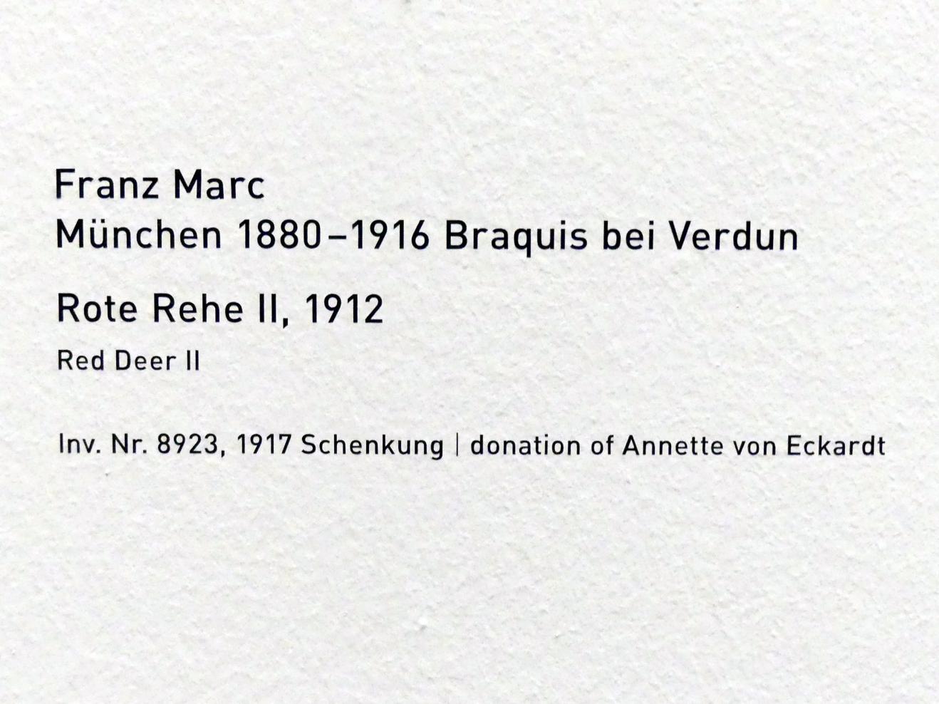 Franz Marc (1904–1914), Rote Rehe II, München, Pinakothek der Moderne, Saal 2, 1912, Bild 2/2