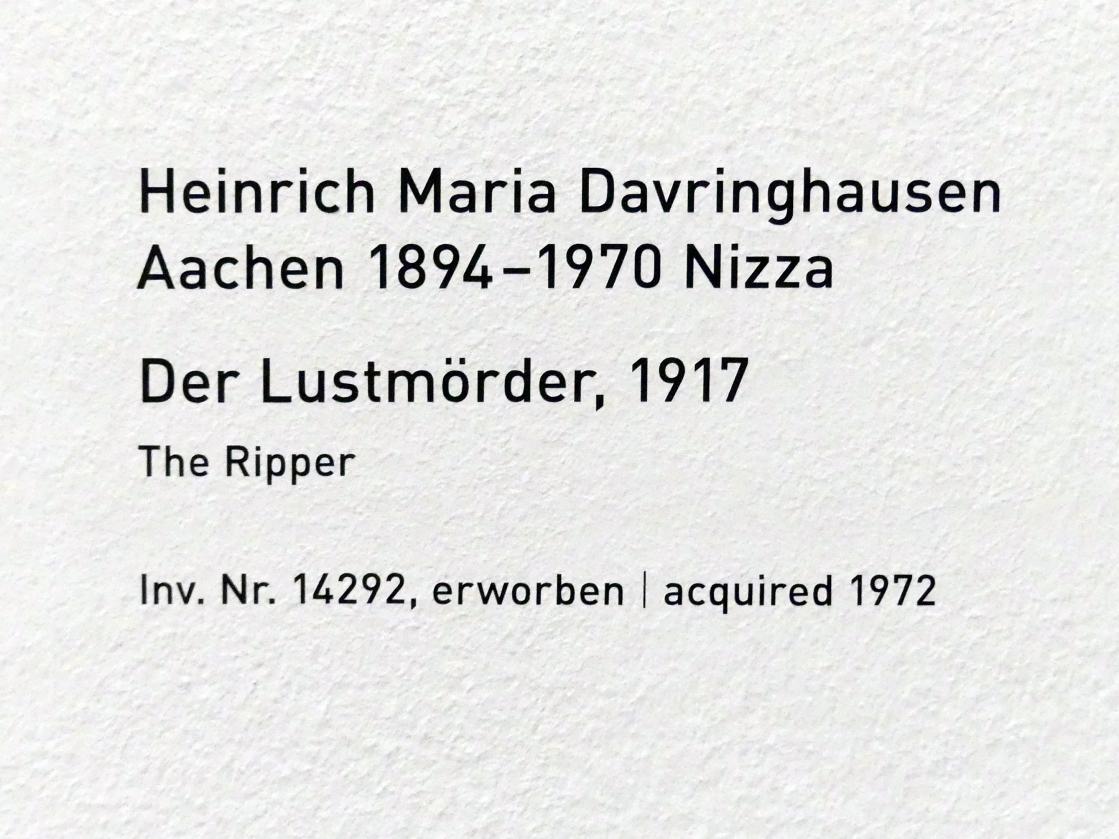 Heinrich Maria Davringhausen (1917), Der Lustmörder, München, Pinakothek der Moderne, Saal 4, 1917, Bild 2/2