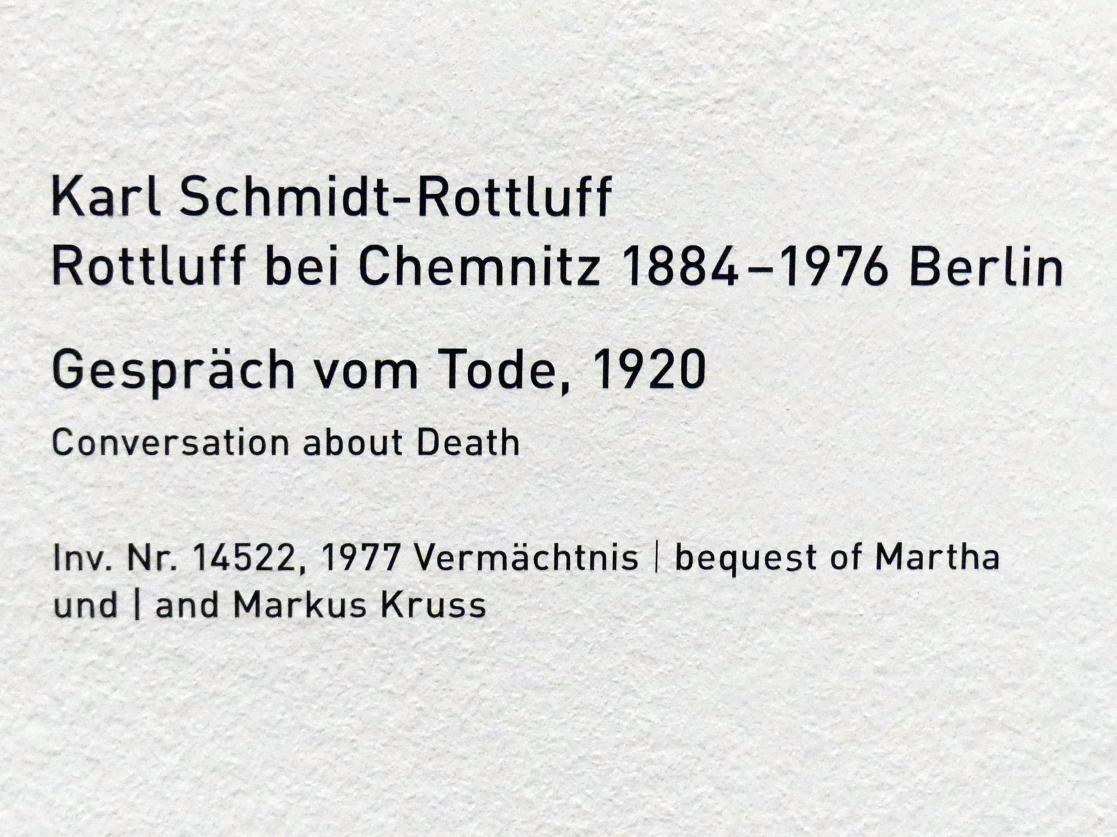 Karl Schmidt-Rottluff (1907–1937), Gespräch vom Tode, München, Pinakothek der Moderne, Saal 4, 1920, Bild 2/2