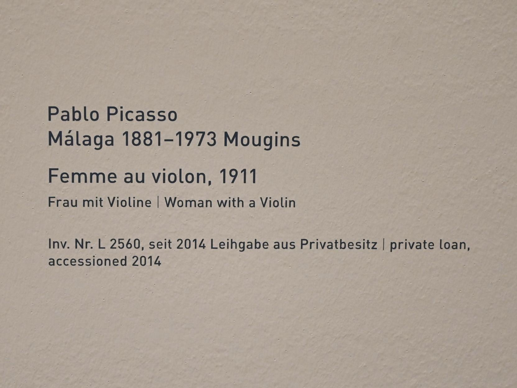 Pablo Picasso (1897–1972), Femme au violon - Frau mit Violine, München, Pinakothek der Moderne, Saal 6, 1911, Bild 3/3