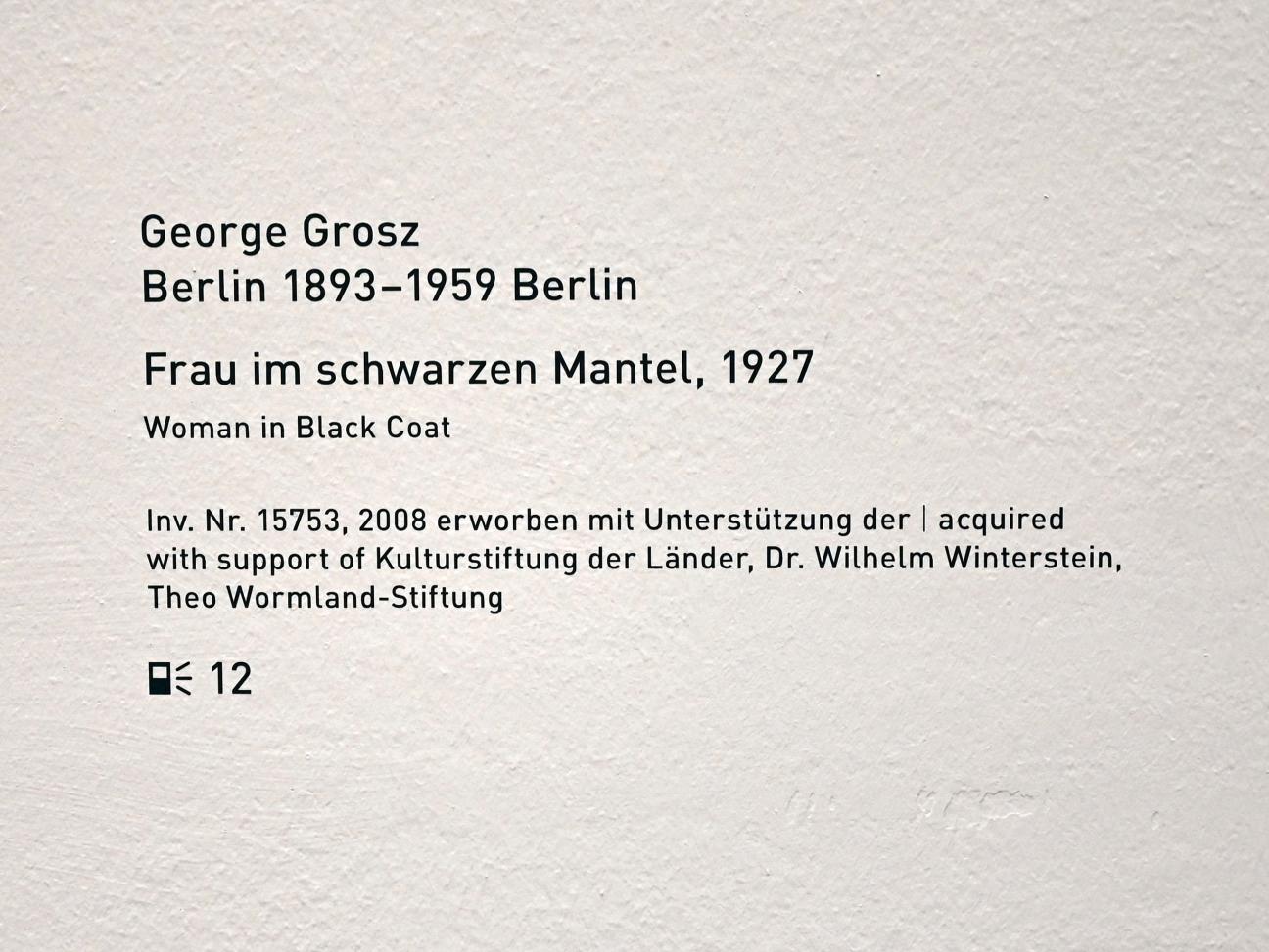 George Grosz (1915–1931), Frau im schwarzen Mantel, München, Pinakothek der Moderne, Saal 7, 1927, Bild 2/2