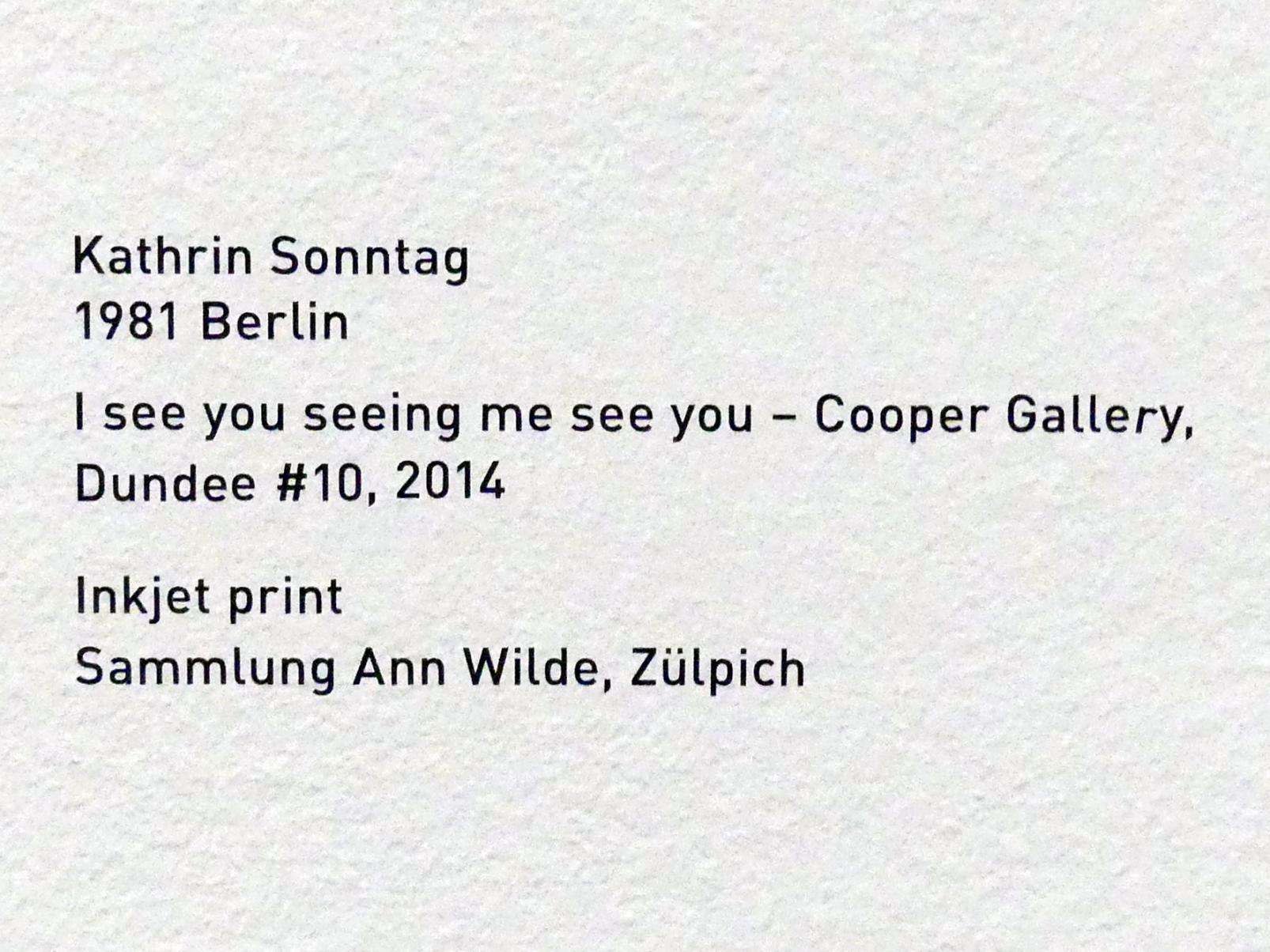 Kathrin Sonntag (2014), I see you seeing me see you - Cooper Gallery Dundee #10, München, Pinakothek der Moderne, Saal 8, 2014, Bild 2/2