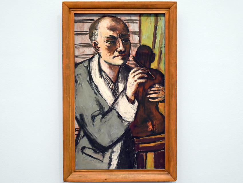 Max Beckmann (1905–1950), Selbstbildnis mit grauem Schlafrock, München, Pinakothek der Moderne, Saal 9, 1941, Bild 1/2
