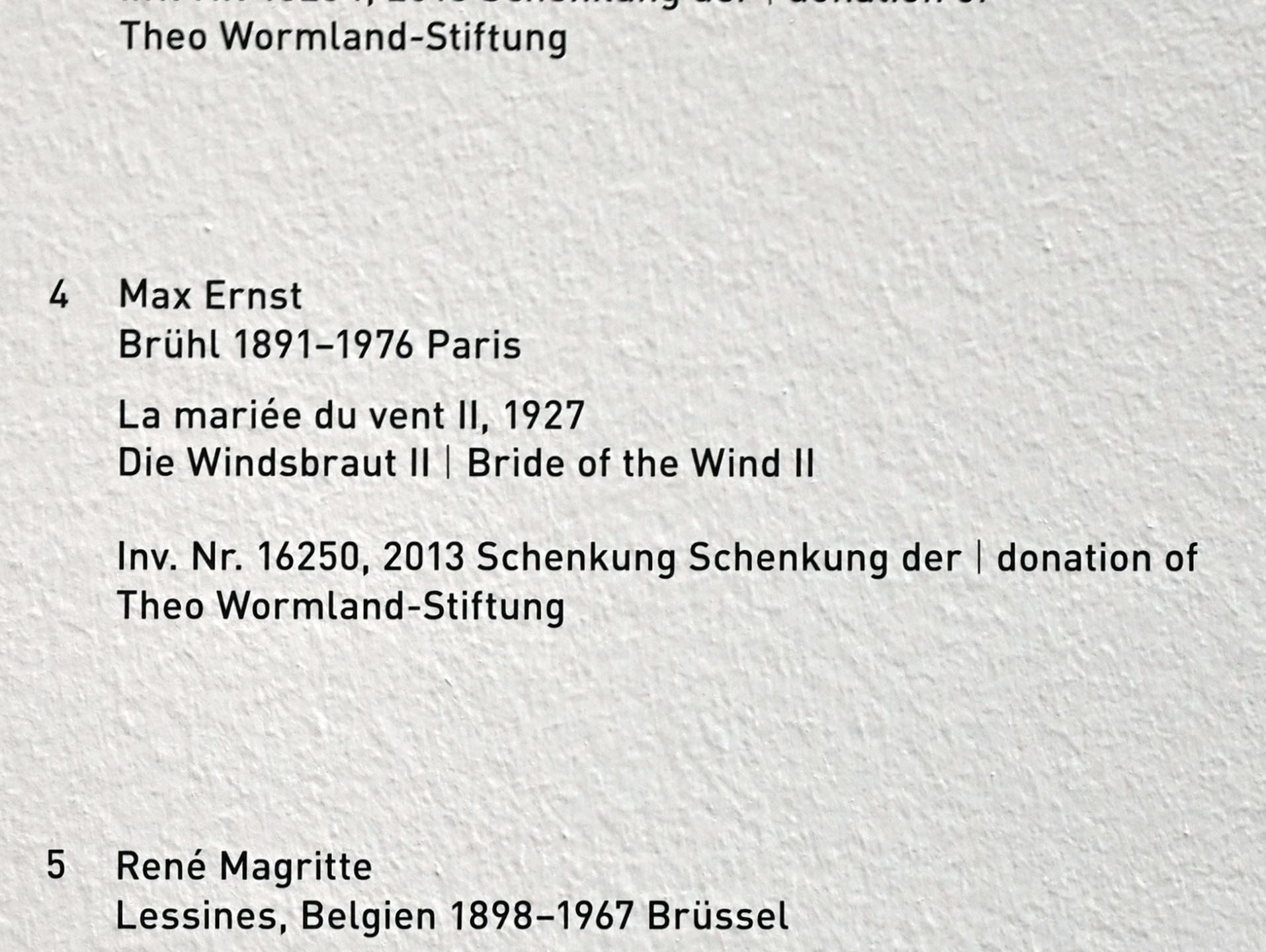 Max Ernst (1912–1970), La mariée du vent II - Die Windsbraut II, München, Pinakothek der Moderne, Gang im Westflügel, 1927, Bild 2/2