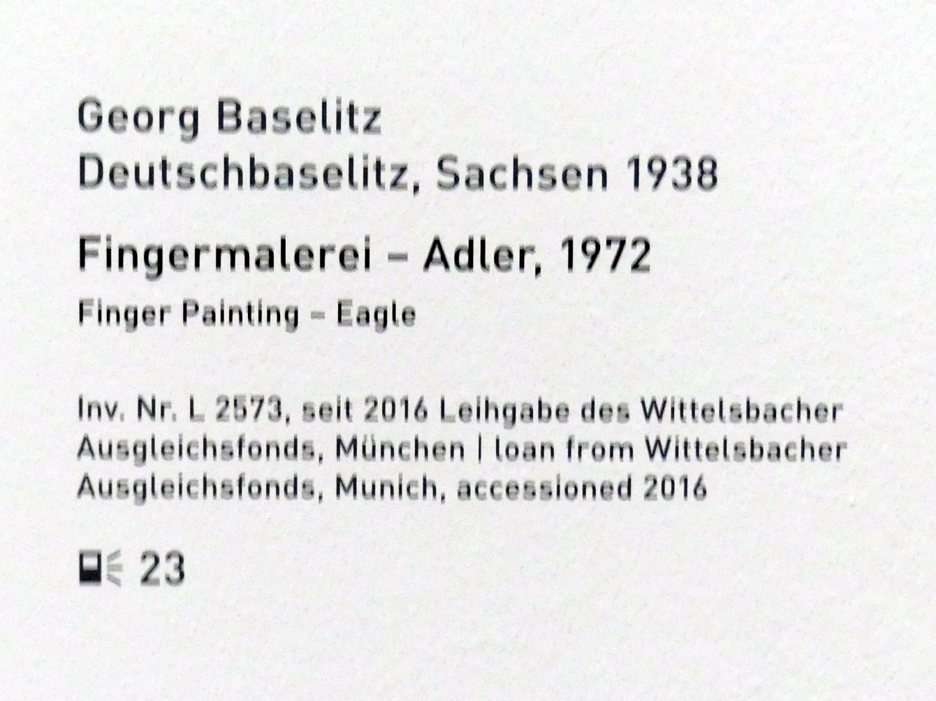 Georg Baselitz (1962–2019), Fingermalerei - Adler, München, Pinakothek der Moderne, Saal 14, 1972, Bild 2/2