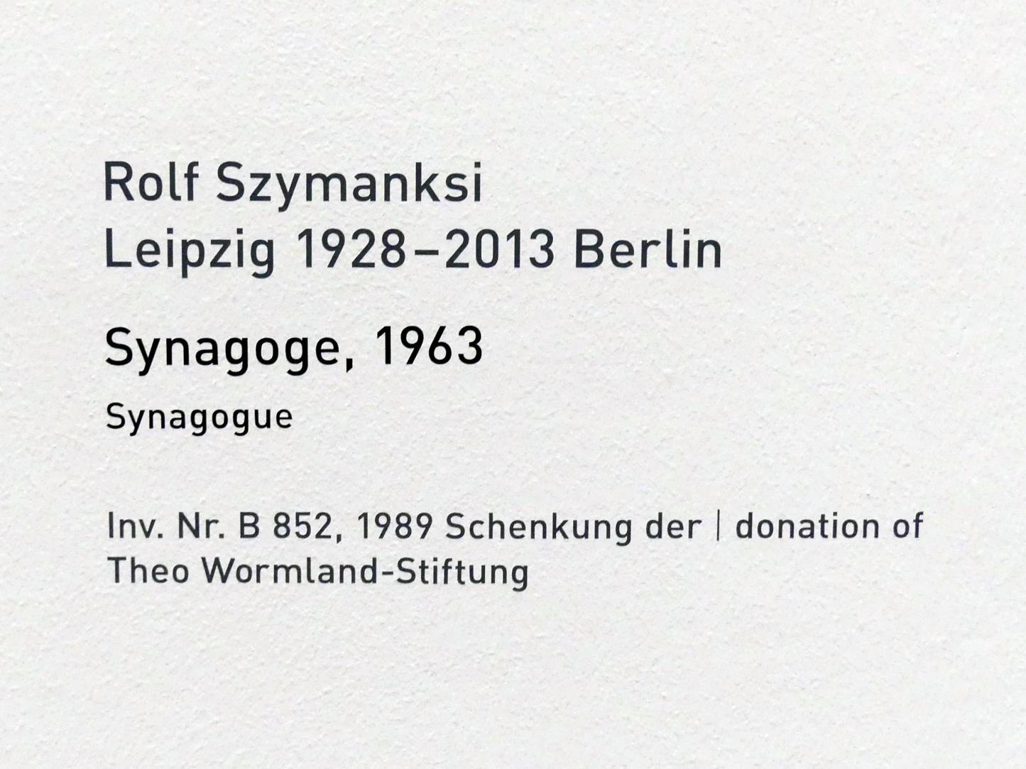 Rolf Szymanski (1963), Synagoge, München, Pinakothek der Moderne, Saal 15, 1963, Bild 7/7