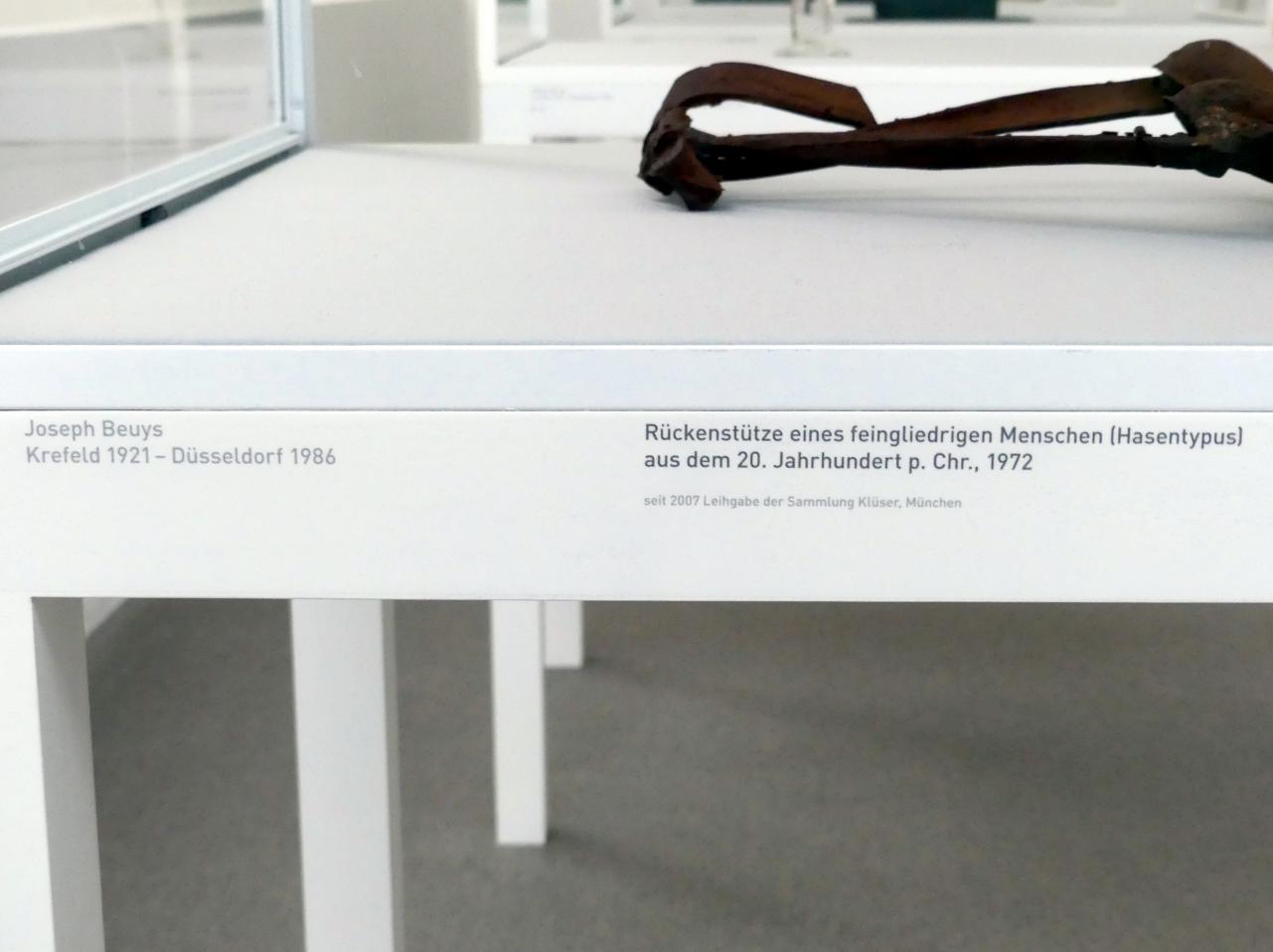 Joseph Beuys (1948–1985), Rückenstütze eines feingliedrigen Menschen (Hasentypus) aus dem 20. Jahrhundert p. Chr., München, Pinakothek der Moderne, Saal 19, 1972, Bild 7/7