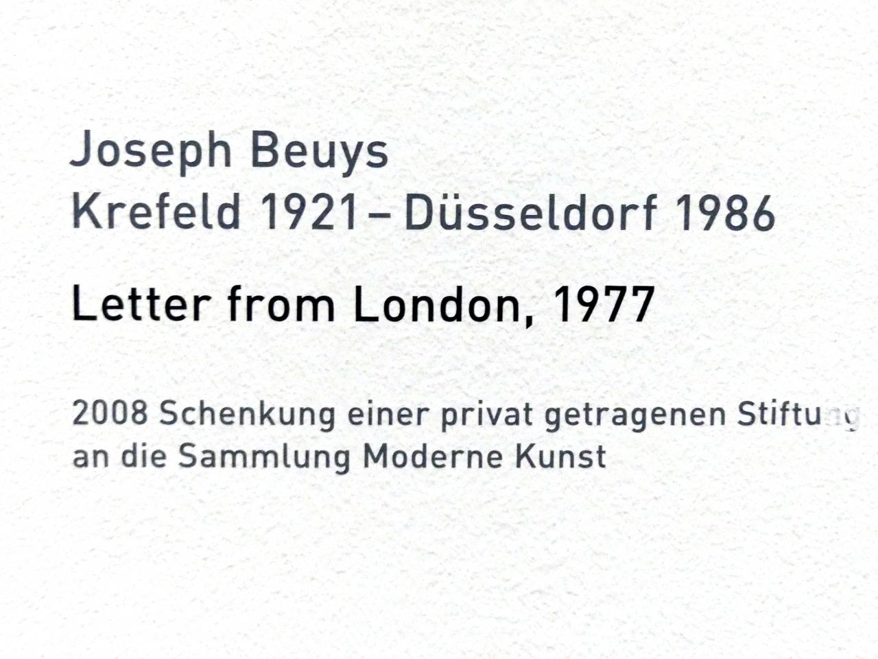 Joseph Beuys (1948–1985), Letter from London, München, Pinakothek der Moderne, Saal 19, 1977, Bild 2/2