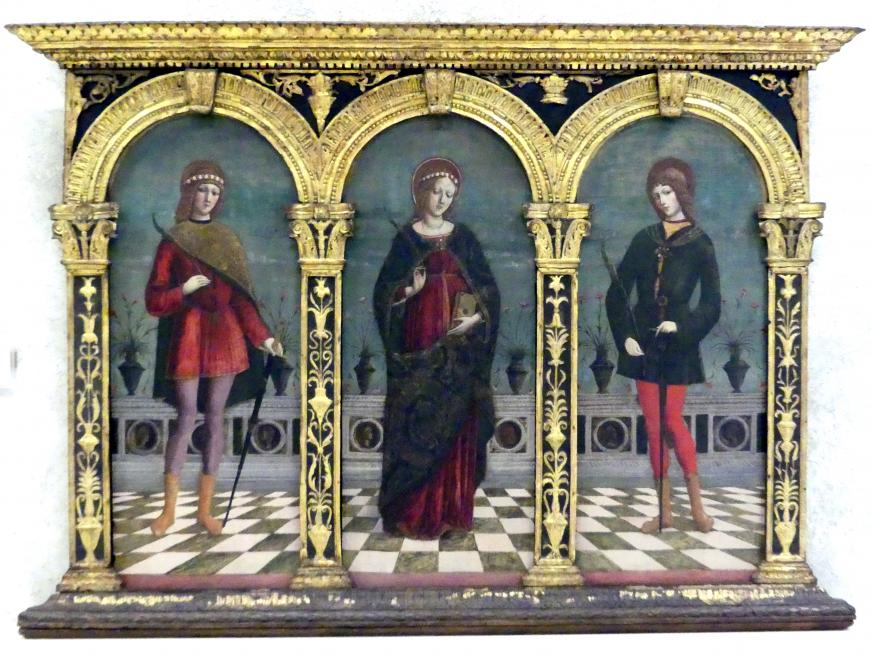 Antonio Badile II. (1450–1475), Die Heiligen Cäcilia, Tiburtius und Valerian, Verona, Chiesa di Santa Cecilia, jetzt Verona, Museo di Castelvecchio, Saal 11, 15. Jhd.
