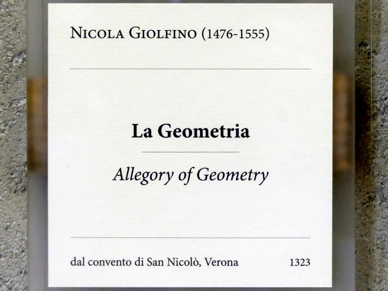 Nicola (Nicolò) Giolfino (1500–1527), Allegorie der Geometrie, Verona, convento di San Nicolò, jetzt Verona, Museo di Castelvecchio, Saal 17, Undatiert, Bild 2/2