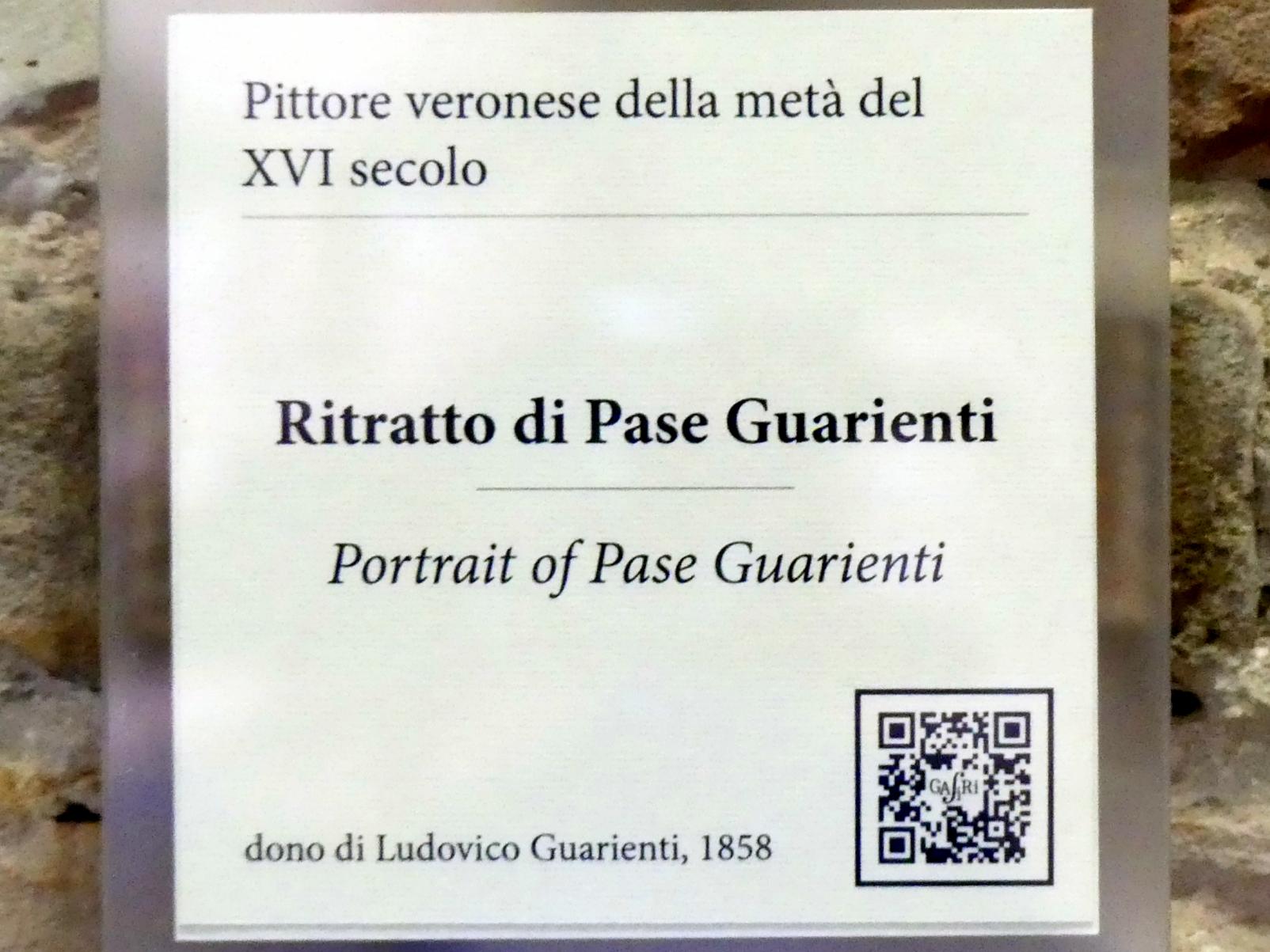 Bildnis des Pase Guarienti, Verona, Museo di Castelvecchio, Saal 19, 1556, Bild 2/2