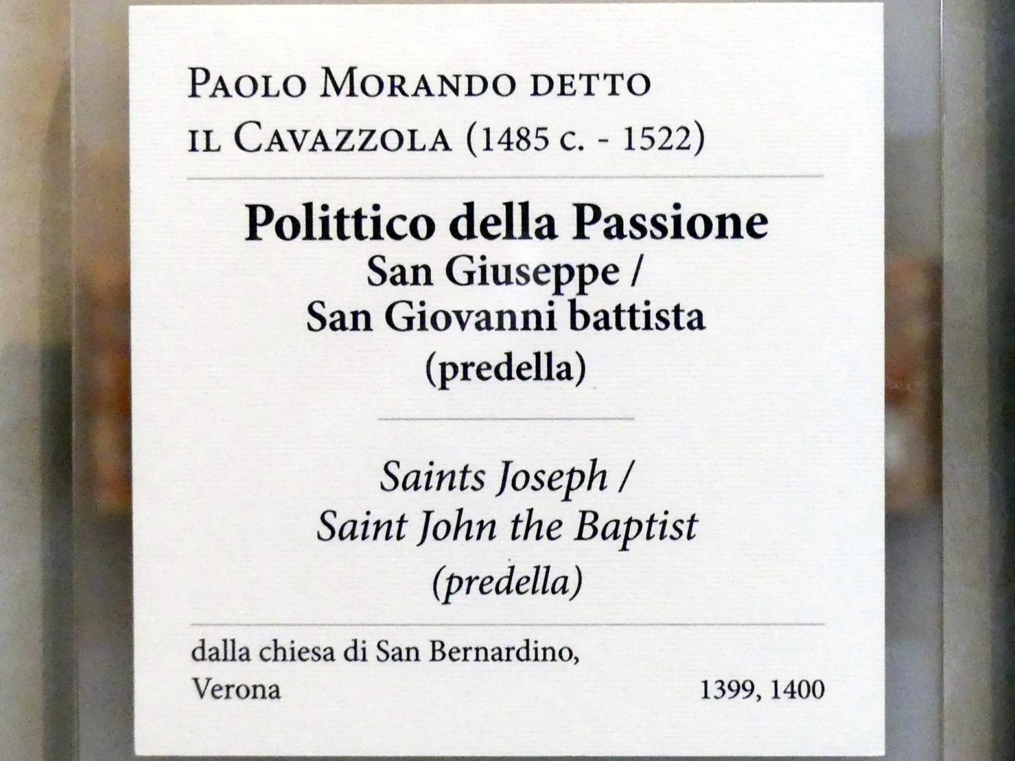 Paolo Morando (Cavazzola) (1504–1522), Predella des Polyptychons der Passion, Verona, chiesa San Bernardino, jetzt Verona, Museo di Castelvecchio, Saal 20, 1517, Bild 6/7