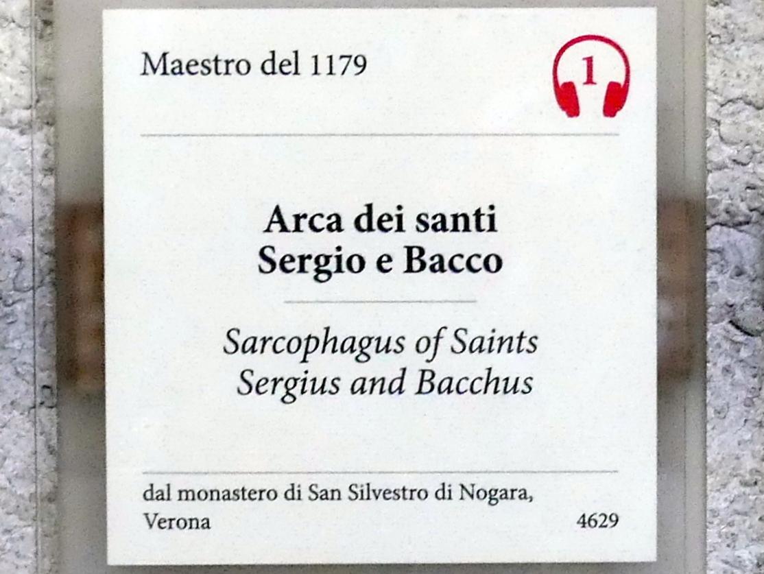 Sarkophag mit den Heiligen Sergius und Bacchus, Nogara, monastero di San Silvestro, jetzt Verona, Museo di Castelvecchio, Saal 1, 1179, Bild 3/3