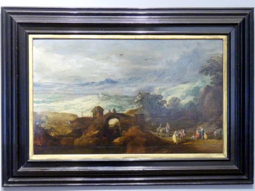 Joos de Momper (1595–1625), Landschaft mit Steinbrücke, Breslau, Nationalmuseum, 2. OG, europäische Kunst 15.-20. Jhd., Saal 2, 1600–1610, Bild 1/2
