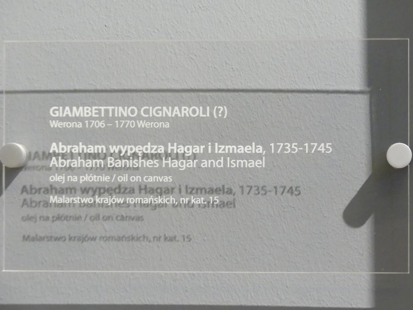 Gianbettino Cignaroli (1740), Abraham verstößt Hagar und Ismael, Breslau, Nationalmuseum, 2. OG, europäische Kunst 15.-20. Jhd., Saal 5, 1735–1745, Bild 2/2