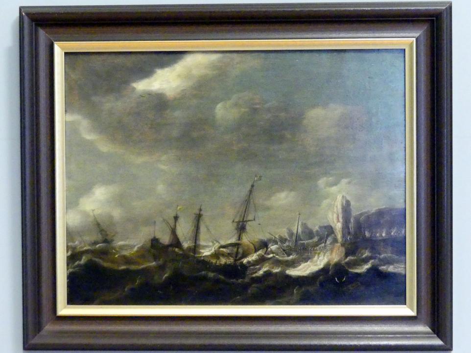 Pieter Coopse (1660), Schiffbruch an der felsigen Küste, Breslau, Nationalmuseum, 2. OG, europäische Kunst 15.-20. Jhd., Saal 7, um 1660, Bild 1/2