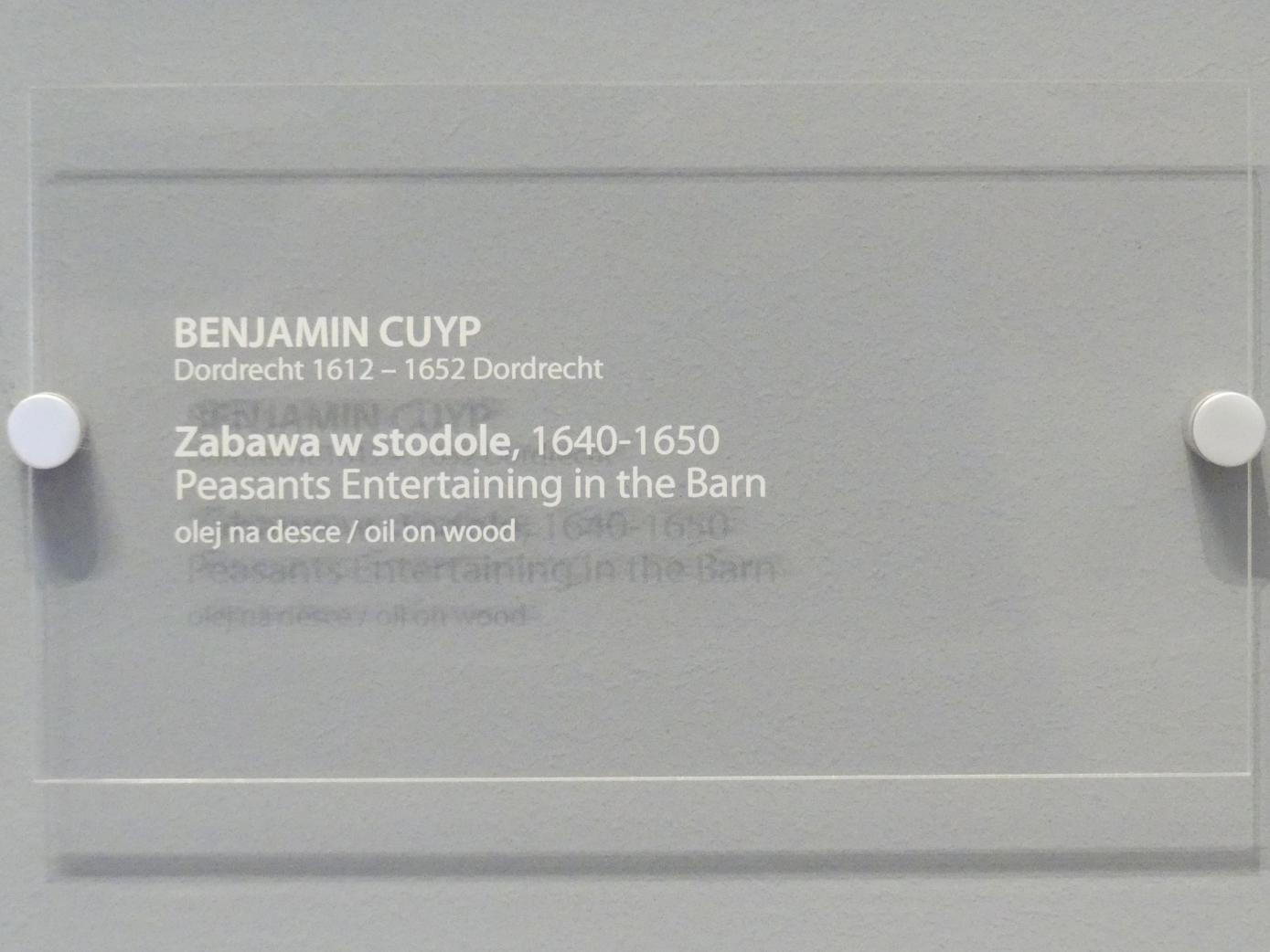 Benjamin Gerritsz. Cuyp (1635–1645), Bäuerliche Unterhaltung in der Scheune, Breslau, Nationalmuseum, 2. OG, europäische Kunst 15.-20. Jhd., Saal 7, 1640–1650, Bild 2/2