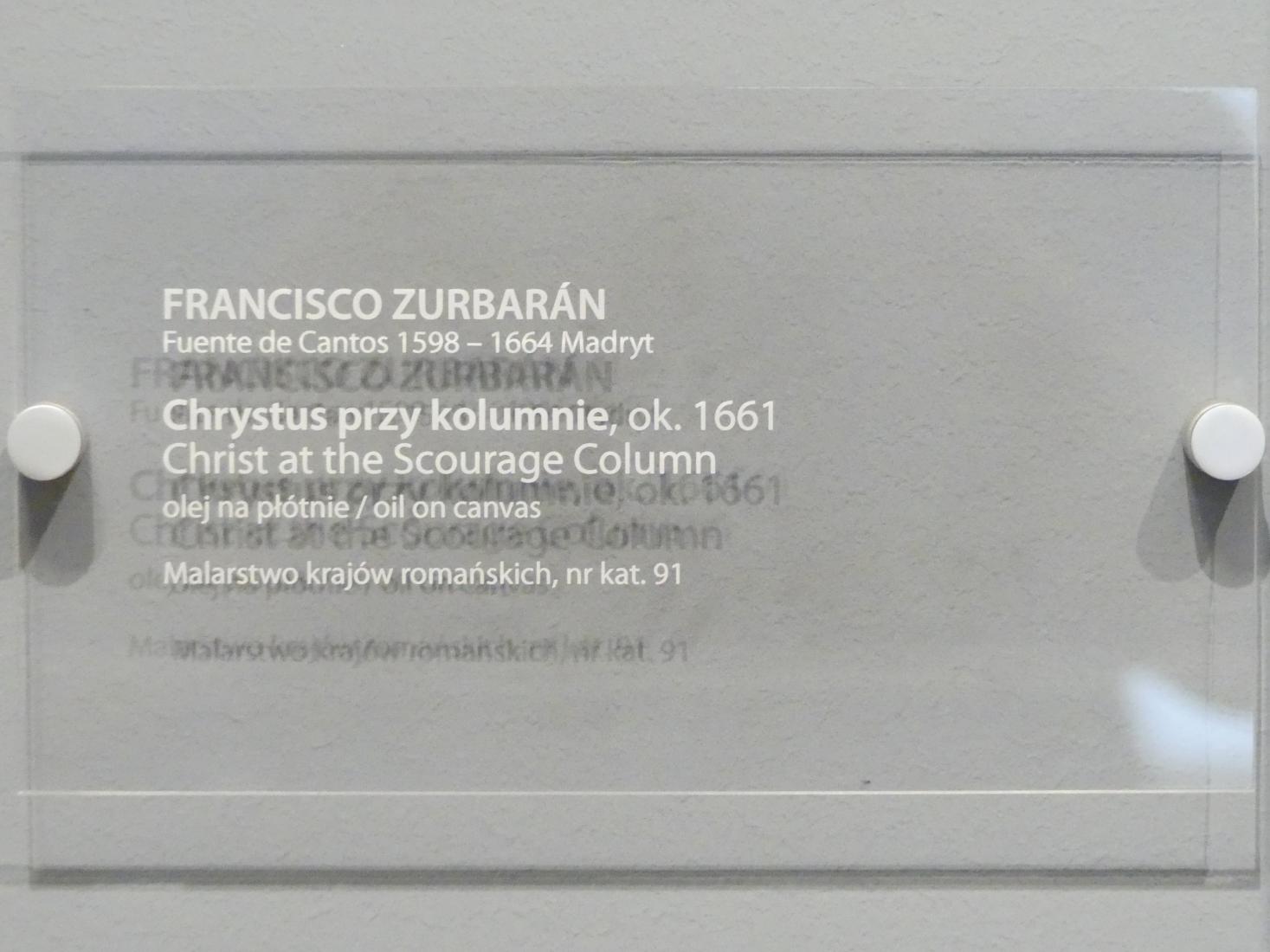 Francisco de Zurbarán y Salazar (1628–1661), Christus an der Geißelsäule, Breslau, Nationalmuseum, 2. OG, europäische Kunst 15.-20. Jhd., Saal 9, um 1661, Bild 2/2