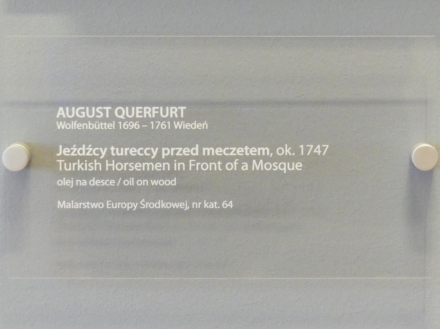 August Querfurt (1747), Türkischer Reiter vor einer Moschee, Breslau, Nationalmuseum, 2. OG, europäische Kunst 15.-20. Jhd., Saal 10, um 1747, Bild 2/2