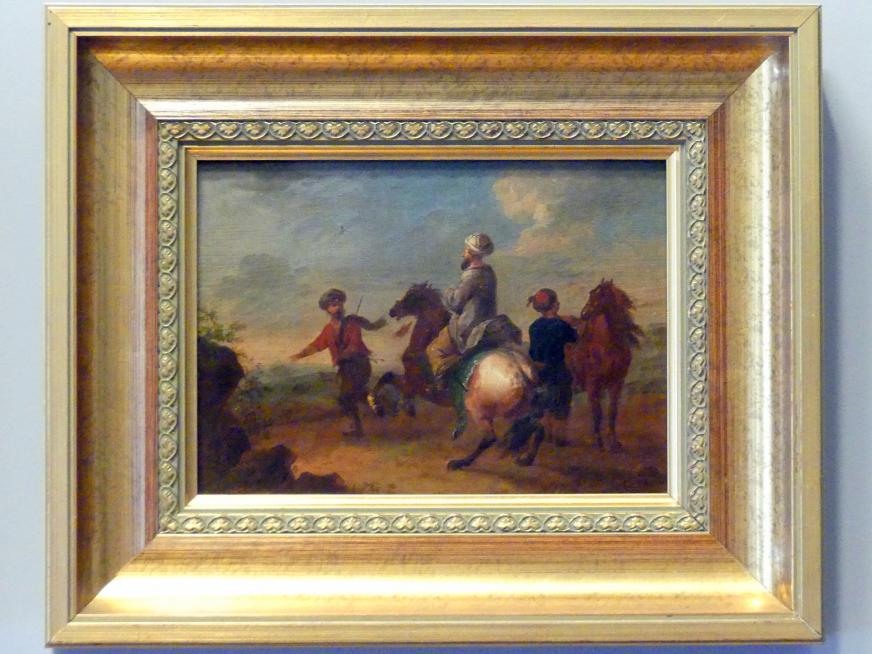 August Querfurt (1747), Türkische Reiter in einer Landschaft, Breslau, Nationalmuseum, 2. OG, europäische Kunst 15.-20. Jhd., Saal 10, um 1747, Bild 1/2