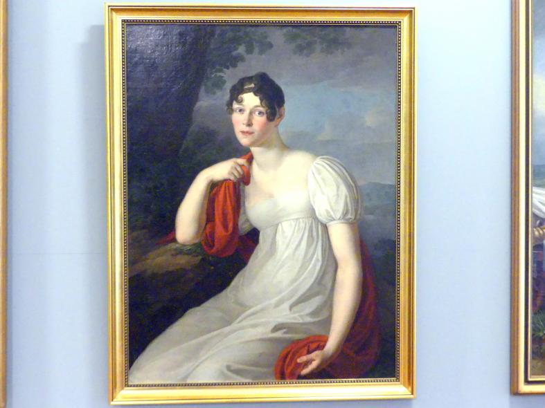 Friedrich Matthäi (1810), Porträt einer Frau in weißem Kleid, Breslau, Nationalmuseum, 2. OG, europäische Kunst 15.-20. Jhd., Saal 13, 1810, Bild 1/2