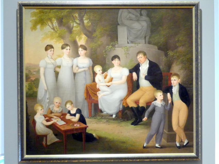 Susanne Henry (1810), Porträt einer Familie im Park, Breslau, Nationalmuseum, 2. OG, europäische Kunst 15.-20. Jhd., Saal 13, um 1810