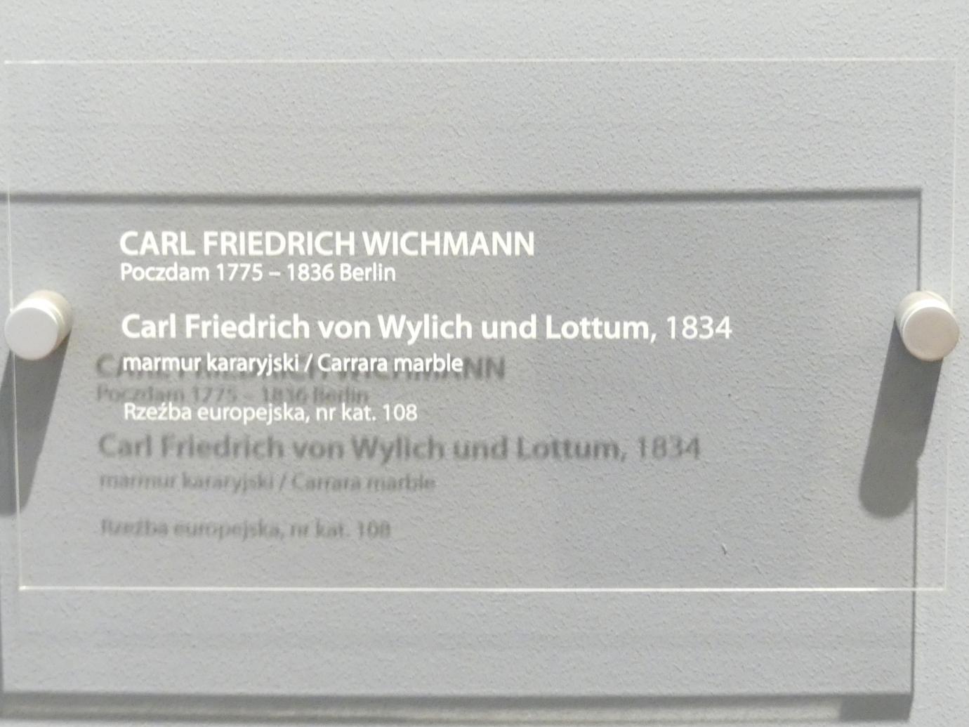 Karl Wichmann (1834), Porträt des Carl Friedrich Heinrich Graf von Wylich und Lottum (1767-1841), Breslau, Nationalmuseum, 2. OG, europäische Kunst 15.-20. Jhd., Saal 13, 1834, Bild 4/4