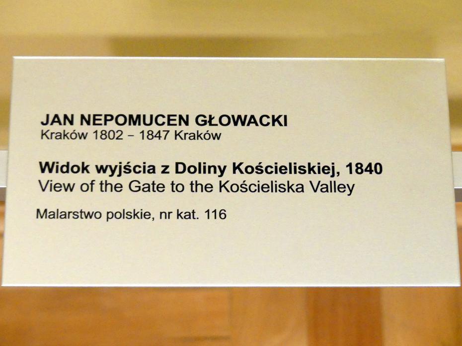 Jan Nepomucen Głowacki (1840), Eingang des Kościeliska-Tals in der Tatra, Breslau, Nationalmuseum, 2. OG, polnische Kunst 17.-19. Jhd., Saal 4, 1840, Bild 2/2