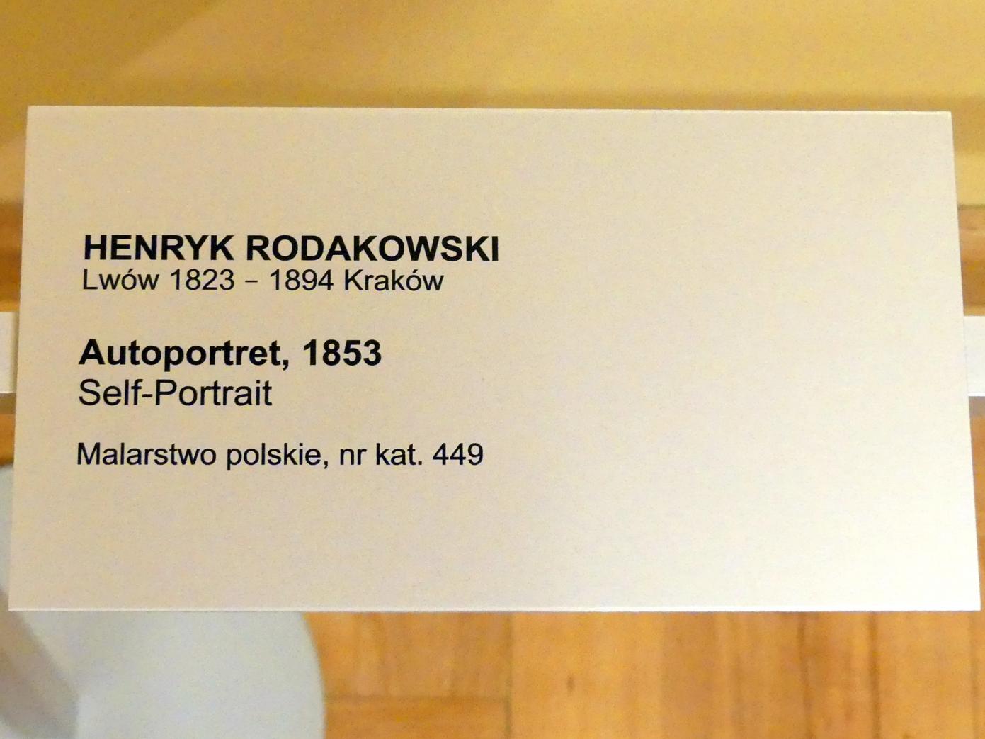 Henryk Rodakowski (1853), Selbstporträt, Breslau, Nationalmuseum, 2. OG, polnische Kunst 17.-19. Jhd., Saal 4, 1853, Bild 2/2
