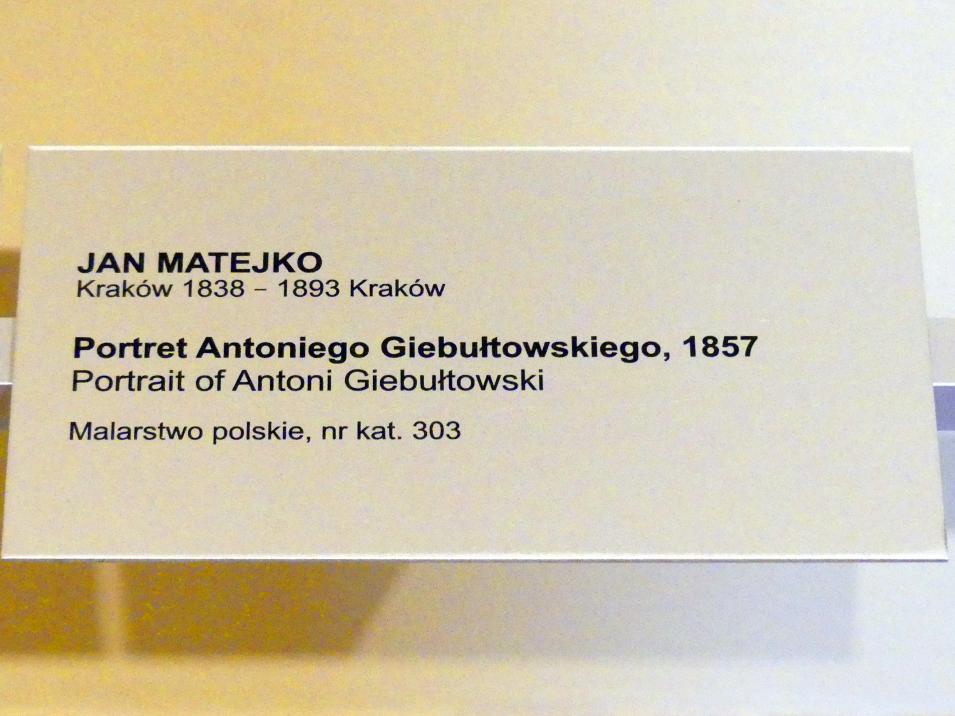 Jan Matejko (1857–1893), Porträt des Antoni Giebułtowski (1805 - 1859), Breslau, Nationalmuseum, 2. OG, polnische Kunst 17.-19. Jhd., Saal 5, 1857, Bild 2/2