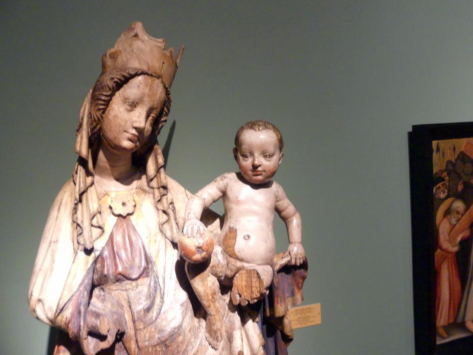 Maria mit Kind, Breslau, Kirche St. Elisabeth, jetzt Breslau, Nationalmuseum, 1. OG, schlesische Kunst 14.-16. Jhd., Saal 3, um 1400, Bild 3/4