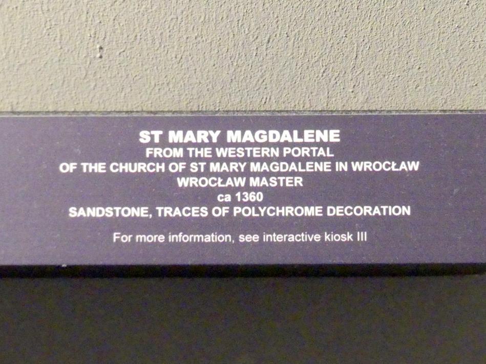 Heilige Maria Magdalena, Breslau, Kirche St. Maria Magdalena, jetzt Breslau, Nationalmuseum, 1. OG, schlesische Steinskulptur 12.-16. Jhd.,, um 1360, Bild 3/3